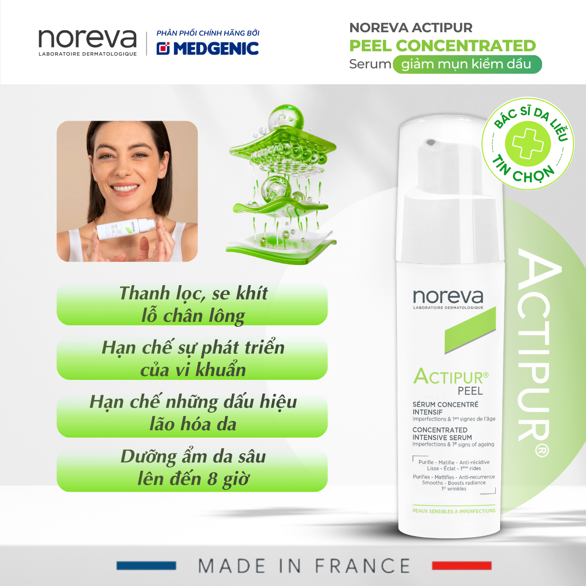 Serum Ngừa Mụn & Trẻ Hóa Chuyên Sâu Noreva Actipur Peel Concentrated Serum 30ml