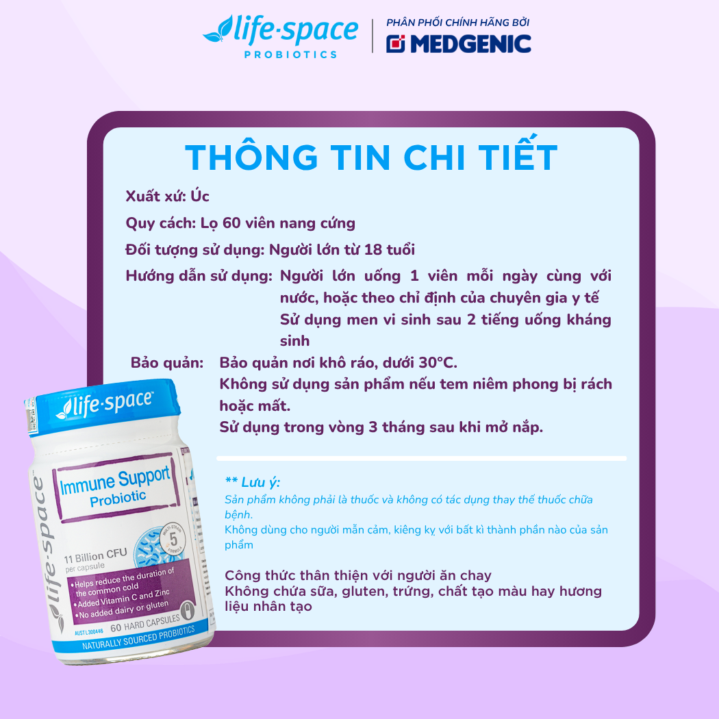 Life-Space Immune Support Probiotic - 60 Viên