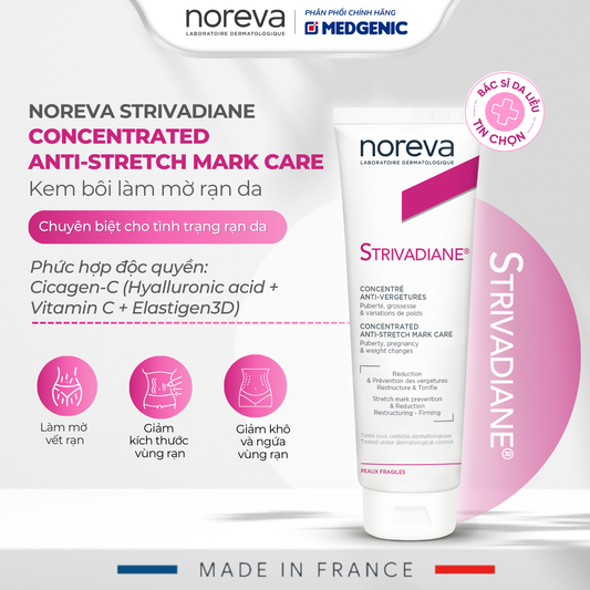 Kem Bôi Rạn Da An Toàn Cho Mẹ Bầu, Sau Sinh Và Tuổi Dậy Thì Noreva Strivadiane Concentrated Anti-Stretch Mark Care 125ml