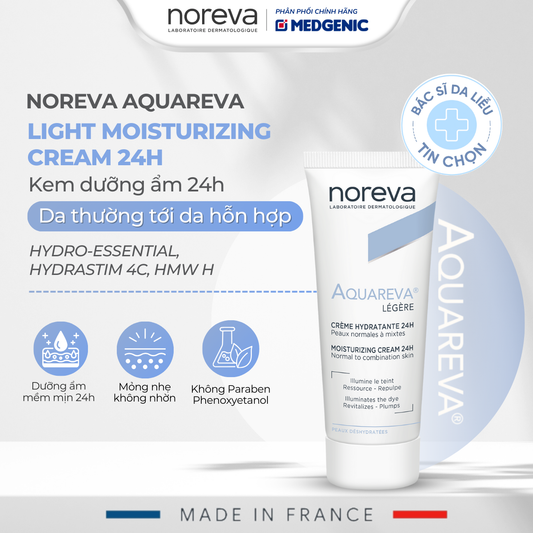 Kem Dưỡng Ẩm Noreva Aquareva Moisturizing Serum 24h (40ml) – Cấp Nước, Khóa Ẩm, Da Mềm Mịn