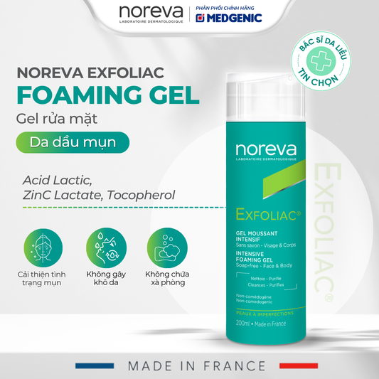 Sữa Rửa Mặt Chuyên Biệt Cho Da Dầu Mụn – Noreva Exfoliac Intensive Foaming Gel 200ml