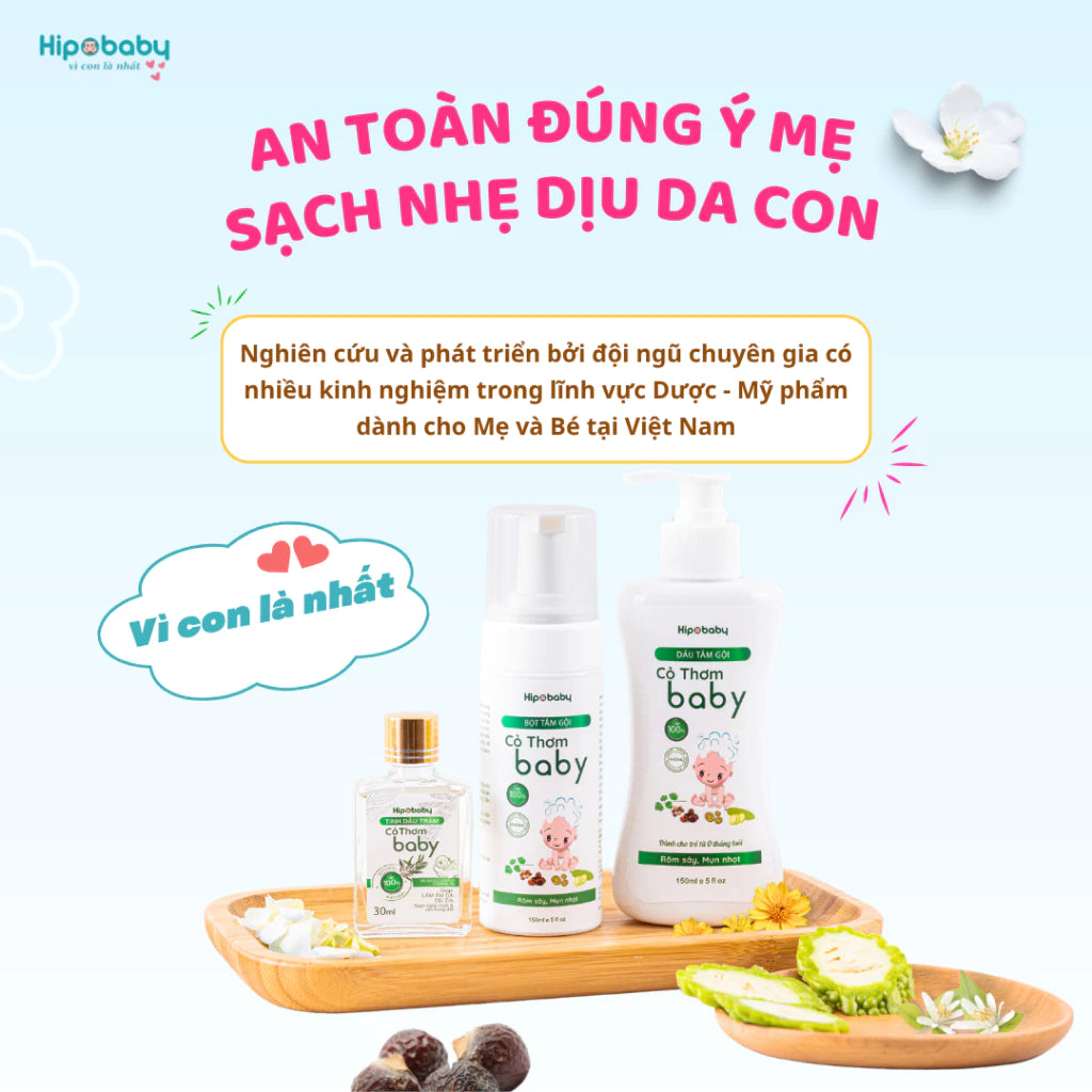Hipobaby – Bọt/Dầu Tắm Gội Trẻ Em Cỏ Thơm Baby – Chiết Xuất Mướp Đắng Và Kim Ngân Hoa