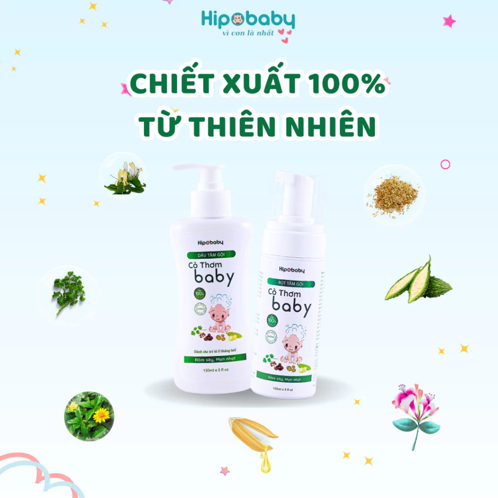 Hipobaby – Bọt/Dầu Tắm Gội Trẻ Em Cỏ Thơm Baby – Chiết Xuất Mướp Đắng Và Kim Ngân Hoa