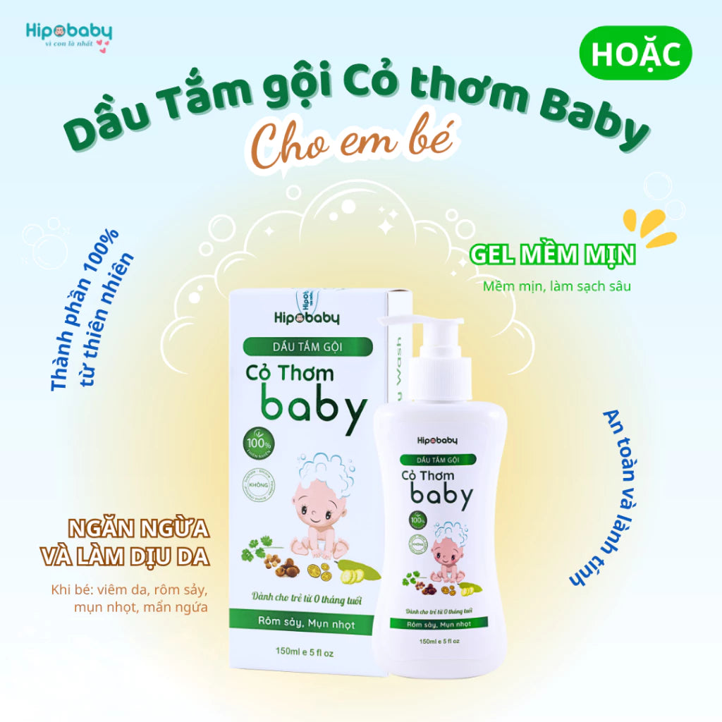 Hipobaby – Bọt/Dầu Tắm Gội Trẻ Em Cỏ Thơm Baby – Chiết Xuất Mướp Đắng Và Kim Ngân Hoa